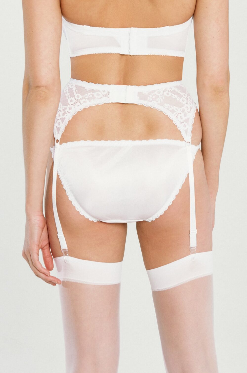 Lace Garter Belt - White, Back